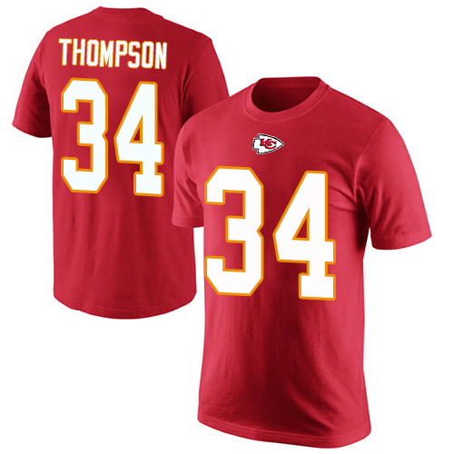 Men Kansas City Chiefs #34 Thompson Darwin Red Rush Pride Name and Number T-Shirt->kansas city chiefs->NFL Jersey